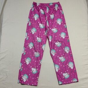 Hello Kitty Pajama Pants Bottoms Girl’s 7/8 Pink Soft Cozy Cat Pattern Fleece PJ